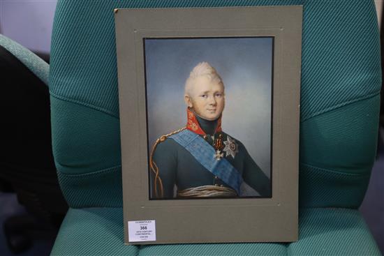 19th century Continental School Portrait of Alexander I of Russia as a young man 9.25 x 7in., unframed